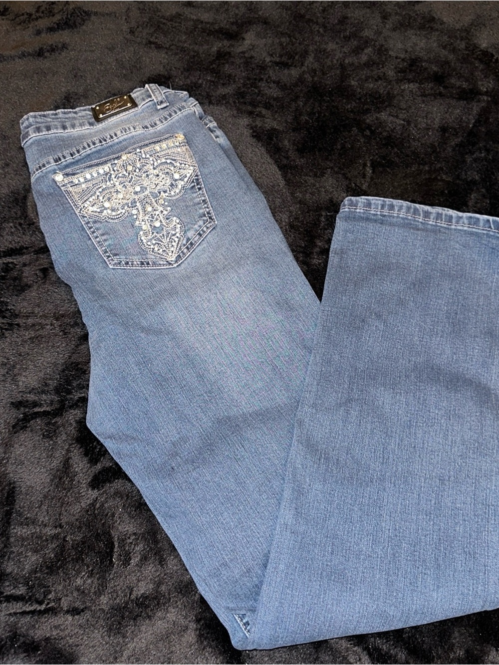 Earl Jeans Medium Blue Bootcut Jeans with Embellished Back Pocket
